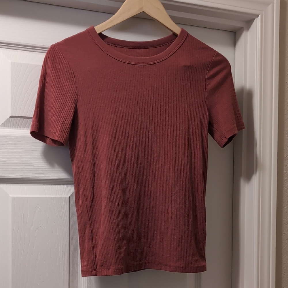 Men's Red Ribbed T-Shirt